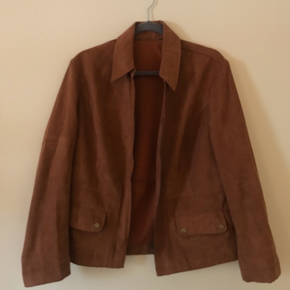 Faux Suede 70s Style Zip Up Jacket